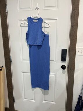 No Boundaries Ribbed Royal Blue Knit Tank & Skirt Set